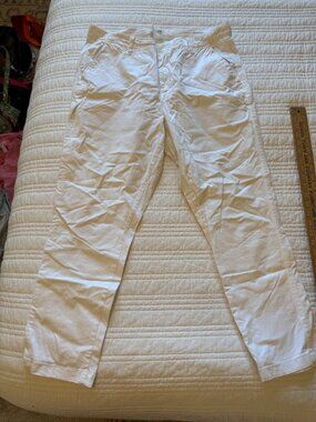 Womens GAP Girlfriend Chino Pants Sz 14 White Classic Pocket Summer Casual Pants